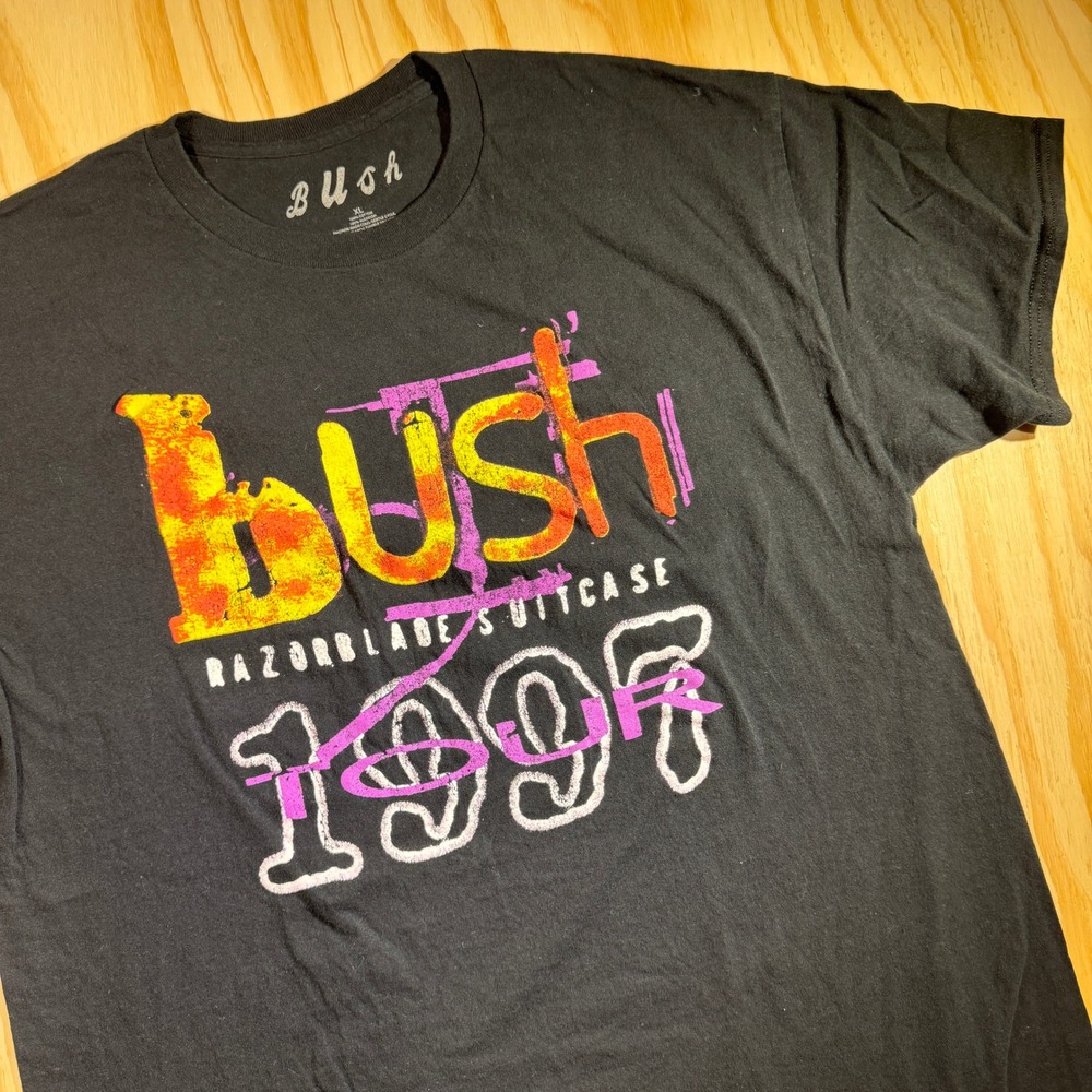 Bush Razorblade Suitcase 1997 Tour Graphic T-Shirt Men's XL Black Rock Band Tee